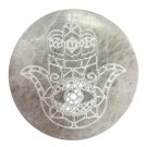 Selenitt, hvit charging plate hamsa hand, 10 cm thumbnail