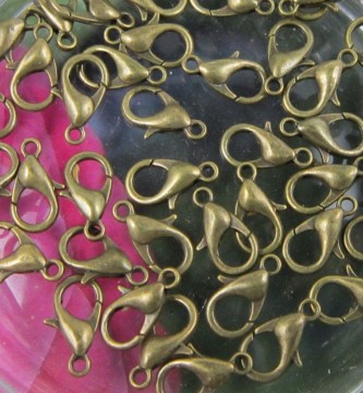 Karabinkrok, bronse, 14 mm, 20 stk