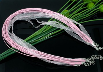 Rosa cord halsbånd 43 cm