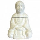 Sitting Buddha oljebrenner i keramikk, hvit 14 cm thumbnail