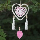 Drømmefanger heart in heart rosa fra Bali 35 cm lang thumbnail