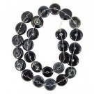 Onyx Agat, svart (farget) med hull, 15 x 3 mm, donuts,  27 stk thumbnail