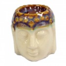 Oljebrenner med Buddha hode, ivory og mint, 9 cm thumbnail