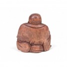 Small Laughing Buddha håndskåret tre 9-10 cm thumbnail
