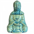 Sitting Buddha oljebrenner i keramikk, blå 14 cm thumbnail
