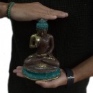 Buddha sittende stor i messing 18 cm thumbnail