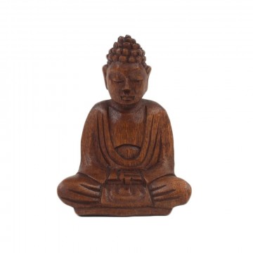 Small Buddha håndskåret tre 10 cm