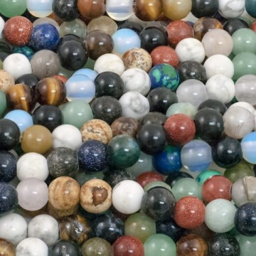 Blandingspose beads med hull, 8 mm, runde (20 stk)