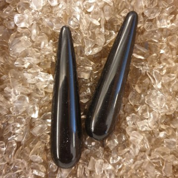 Obsidian, svart massasjestav, 8 cm