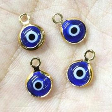 Evil Eye blå charms, 6 mm, 10 stk