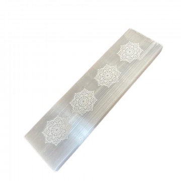 Selenitt, hvit charging plate Mandala, 15 cm