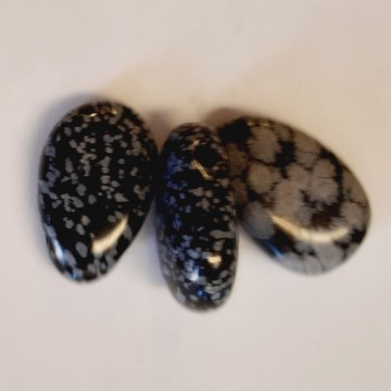 Obsidian, snøfnugg anheng med sidehull AAA-kvalitet