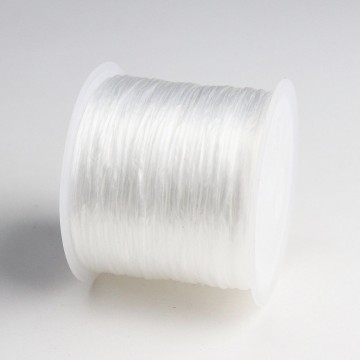 Elastisk hvit tråd (strikk), 0,5 mm, 50 meter