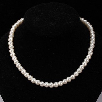 Halskjede med 8 mm Perle, hvit (kultur slipt) kuler, 45 cm med lås