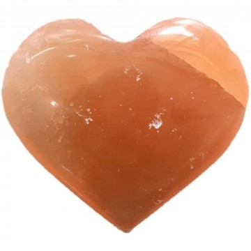 Selenitt hjerte, oransje 7 cm AAA-kvalitet