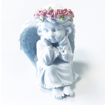 Angel Waiting with Pink Roses 13,5 cm