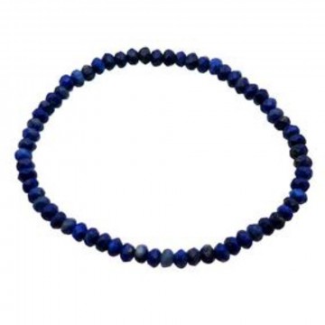 Armbånd med 4 mm Lapis Lazuli cut rondell AAA-kvalitet, 19 cm