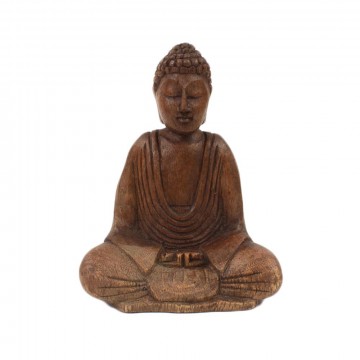 Medium Buddha håndskåret tre 15 cm