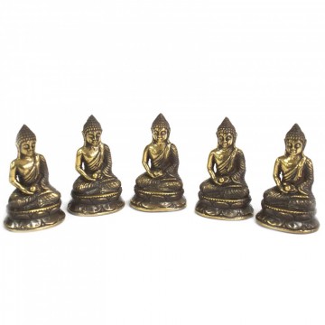 Buddha sittende meditering liten i messing 6 cm