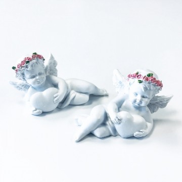 Angel with Heart and Pink Roses  6 cm