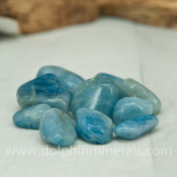 Beryll, blå (Akvamarin) Tromlet Små/Medium AAA-kvalitet