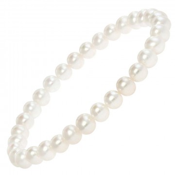 Armbånd med 6 mm Perle, hvit (kultur slipt) AAA-kvalitet, 19 cm