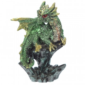 Dragon with Mini Crystal, grønn 9 cm
