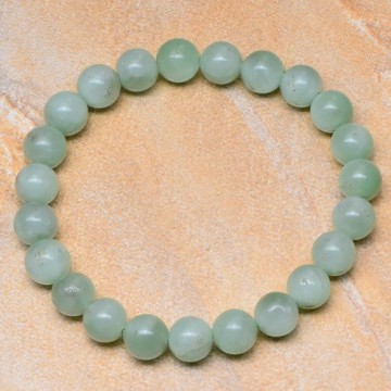 Armbånd med 8 mm Jade, grønn kinesisk AAA-kvalitet, 19 cm