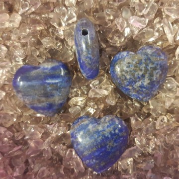 Lapis Lazuli hjerte anheng med sidehull 3 cm, AA-kvalitet