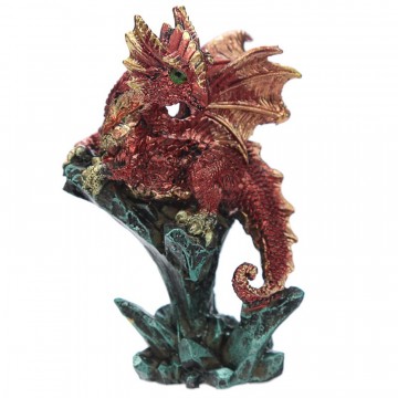 Dragon with Mini Crystal, rød 9 cm