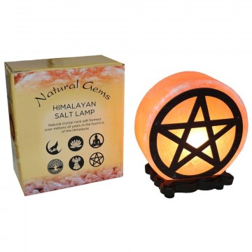 Saltlampe 4-5 kilo rund med Pentagram design