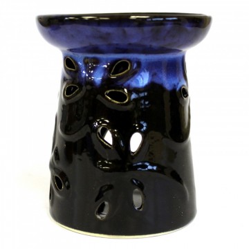 Øyenstikker oljebrenner i keramikk, blå og sort 12 cm