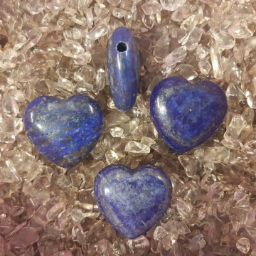 Lapis Lazuli hjerte anheng med sidehull 3 cm, AAA-kvalitet
