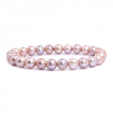 Armbånd med 8 mm Perle, rosa (ekte) AAA-kvalitet