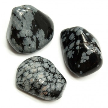 Obsidian, snøfnugg Tromlet Ekstra Stor AAA-kvalitet