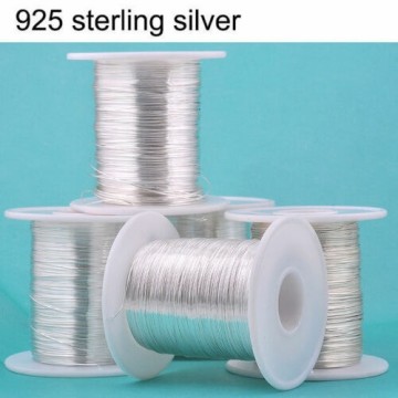 Sølv tråd 925S, 0,4 mm, 1 meter, rent sølv
