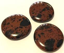 Obsidian, mahogny flat lommestein 40 mm