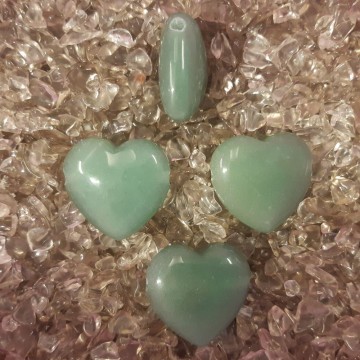 Aventurin, grønn hjerte anheng med sidehull 3 cm, AAA-kvalitet
