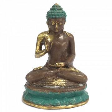 Buddha sittende stor i messing 18 cm