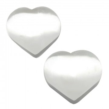Selenitt, hvit hjerte 4 cm, AAA-kvalitet