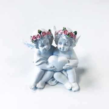 Angels Holding Heart with Pink Roses  6 cm