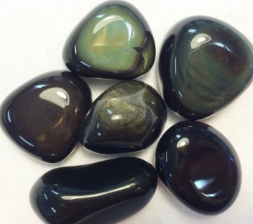 Obsidian, regnbue Tromlet Medium/Stor AAA+ kvalitet
