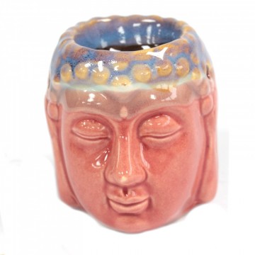 Oljebrenner med Buddha hode, rosa og blå, 9 cm