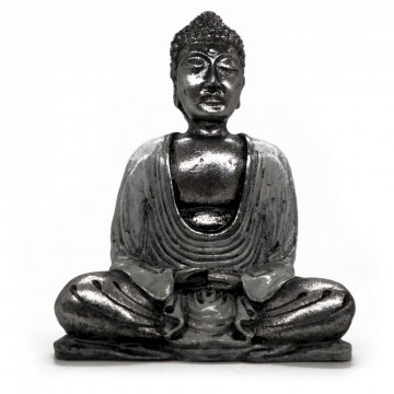 Buddha Dhyana medium hvit og grå 15 cm