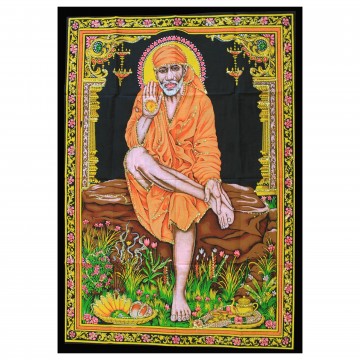 Håndlagd indisk dekorteppe, Sai Baba