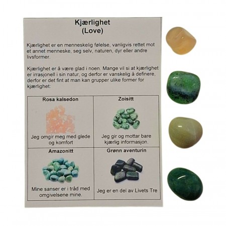 Temasett - Kjærlighet med 4 tromlet krystaller