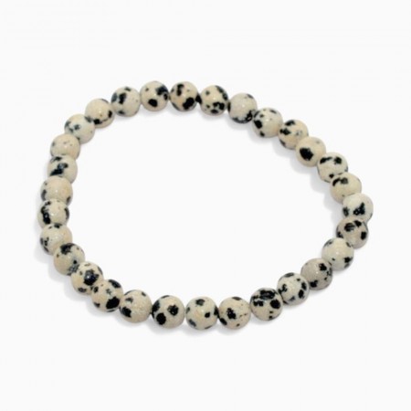 Armbånd med 6 mm Jaspis, dalmatiner AAA-kvalitet, 19 cm