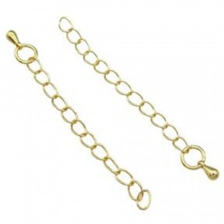 Forlengelse kjede 5 cm, gullforgylt, 10 stk