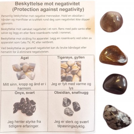Temasett - Beskyttelse mot negativitet med 4 tromlet krystaller