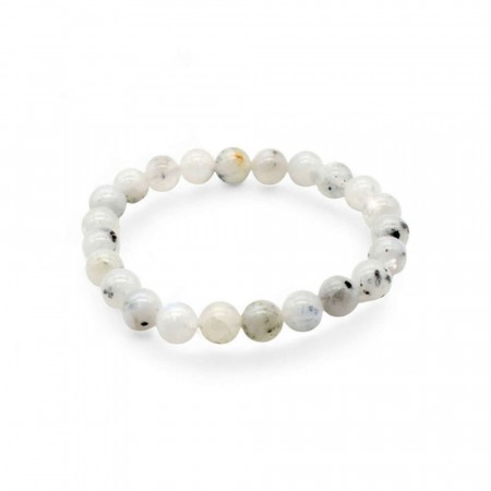 Armbånd med 8 mm Månestein, regnbue AAA-kvalitet, 19 cm